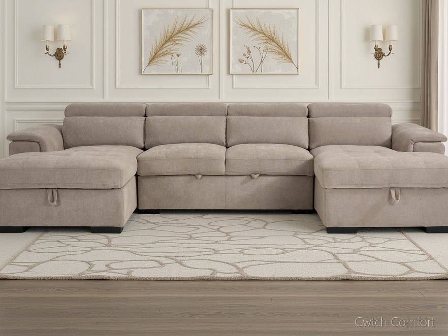 Alaya Sofabed Beige U Shape Corner