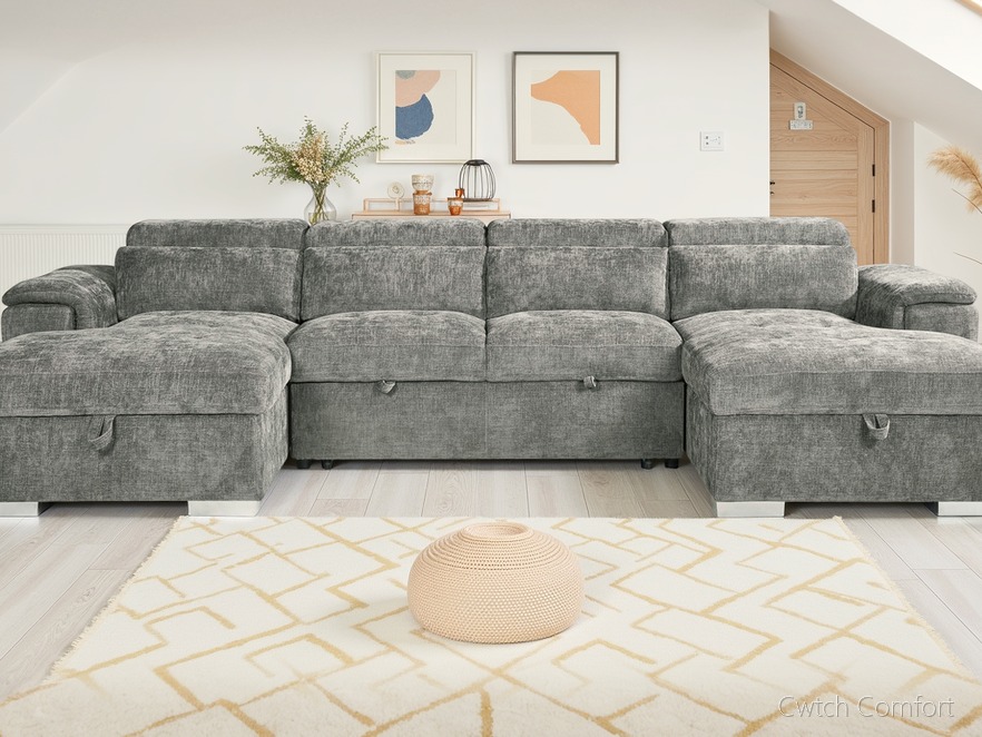 Alaya Sofabed Grey U Shape Corner